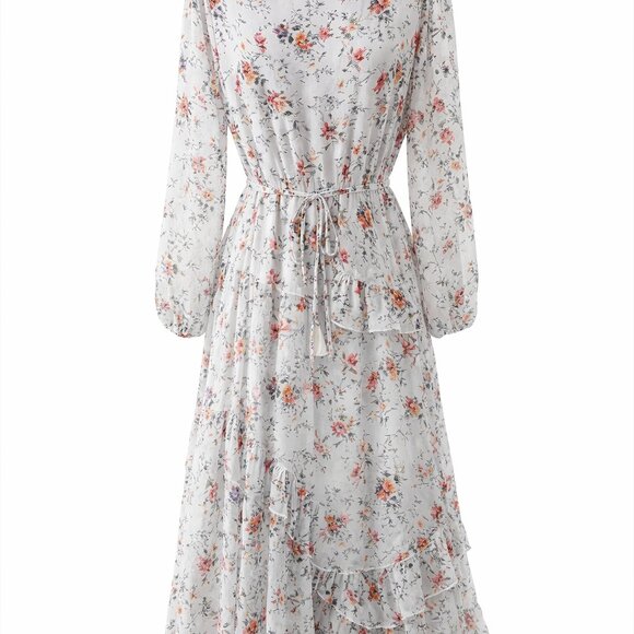NWOT New York & Company Eva Mendes White Floral Dress Size L - Picture 6 of 12